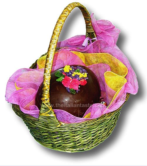 A delicious basket full of chocolate eggs