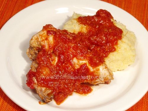 Chicken cacciatora with polenta