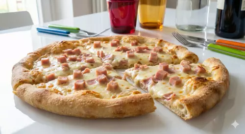 Pizza with ham (no tomato)