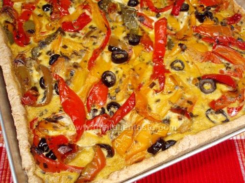 Savory tart with sweet peppers and eggs