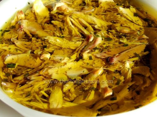 Boiled and put in olive oil