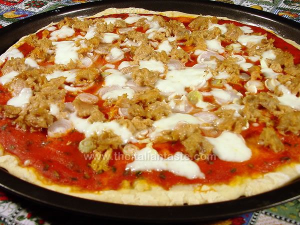Pizza with tuna and onions