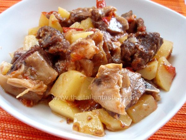 Sheep stew with pecorino and salami