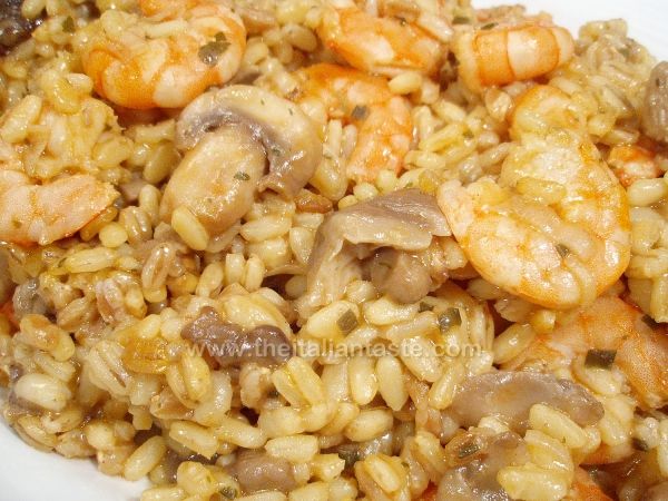 Risotto funghi e gamberi