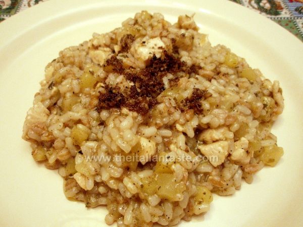 Risotto con patate, pollo e tartufo