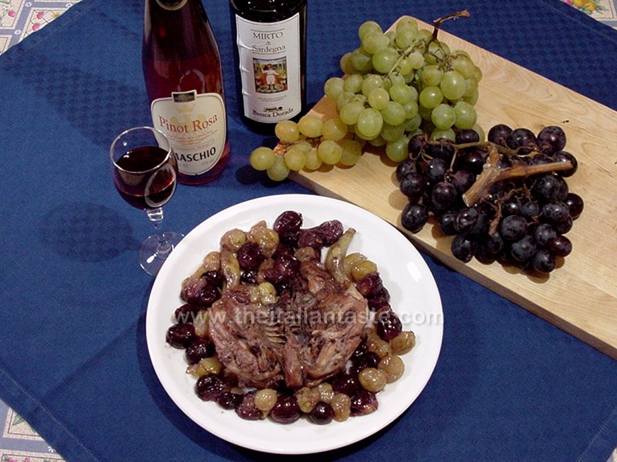 Poussin with fresh grapes