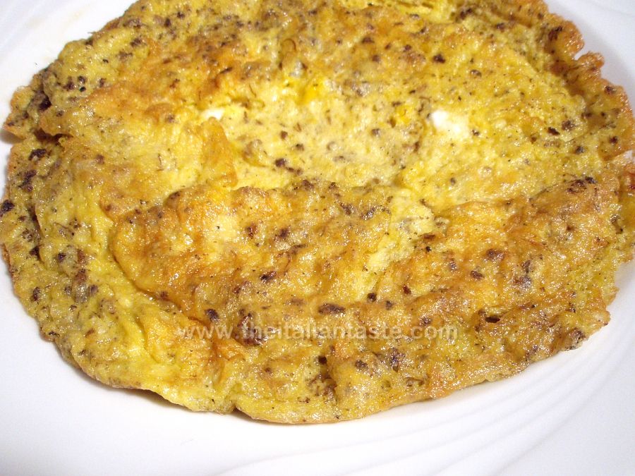 Frittata (omelette) with black truffles